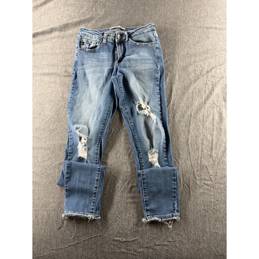 Kancan Los Angeles women's distressed skinny jeans in a medium blue wash, size 5